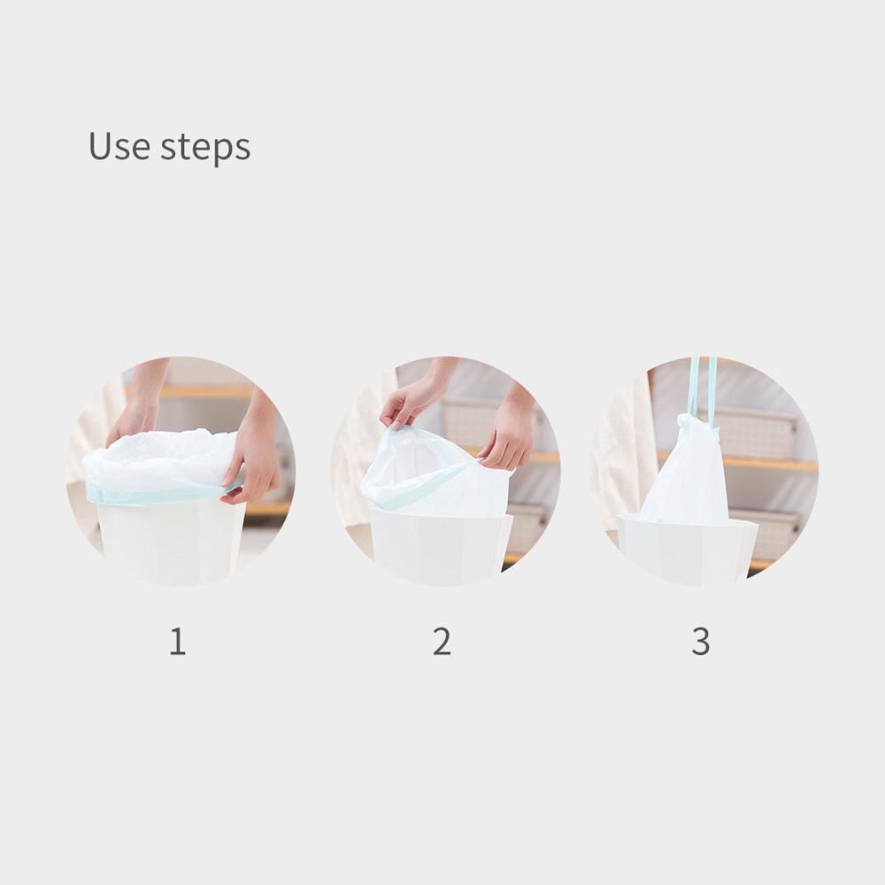 Set 20 Túi/Cuộn Đựng Rác Xiaomi Jiezhi Bằng Nhựa Dày Thiết Kế Có Dây Rút Sử Dụng Tiện Lợi Trong Nhà