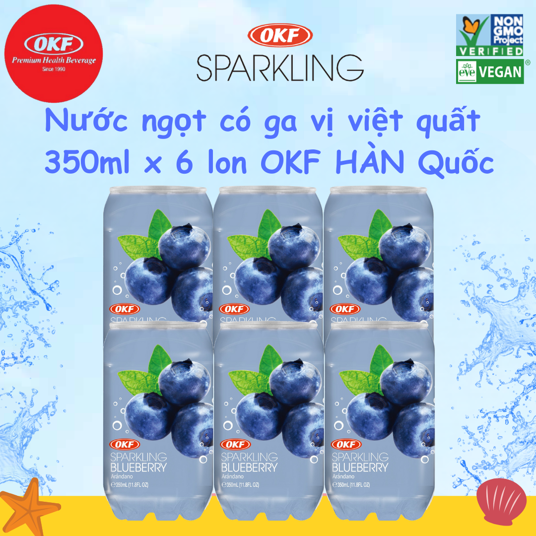 Nước ngọt có ga vị việt quất (NƯỚC VIỆT QUẤT CÓ GA) OKF Hàn Quốc x 6 lon 350ml