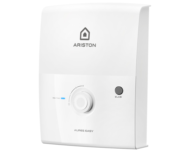 AURES EASY 4.5P Máy nước nóng trực tiếp Ariston AURES EASY 4.5P Bơm trợ lực, Cầu dao chống rò điện ELCB, Vỏ chống thấm [Hàng Chính Hãng]