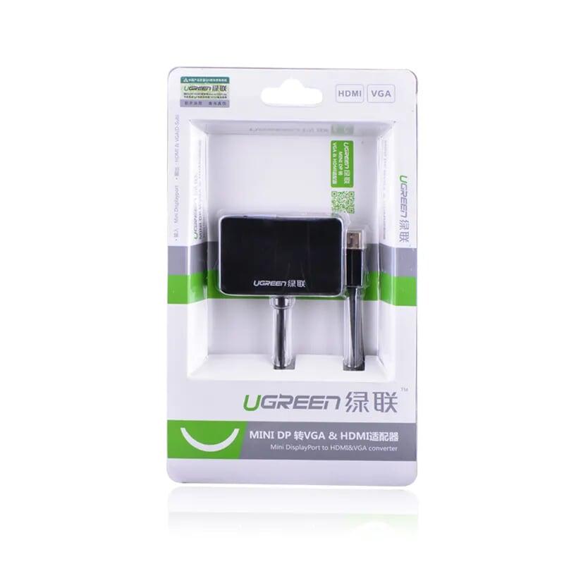 Ugreen UG10439MD108TK Màu Đen Bộ chuyển đổi Mini DP sang HDMI + VGA hỗ trợ phân giải 1080P - HÀNG CHÍNH HÃNG
