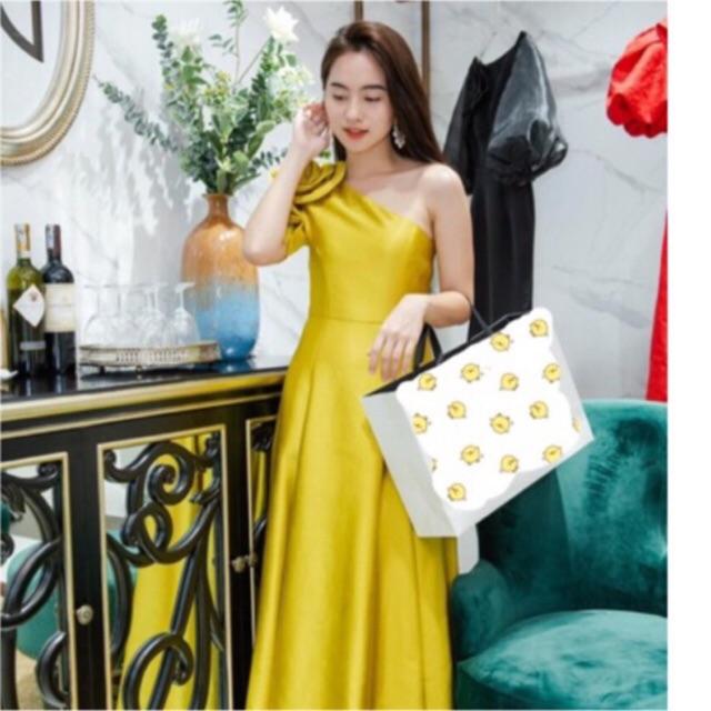 Đầm xoè Vintages 1 Vai Phồng kết hoa CAO CẤP - MS76Y ( Size M/L đến 57kg )MM MM