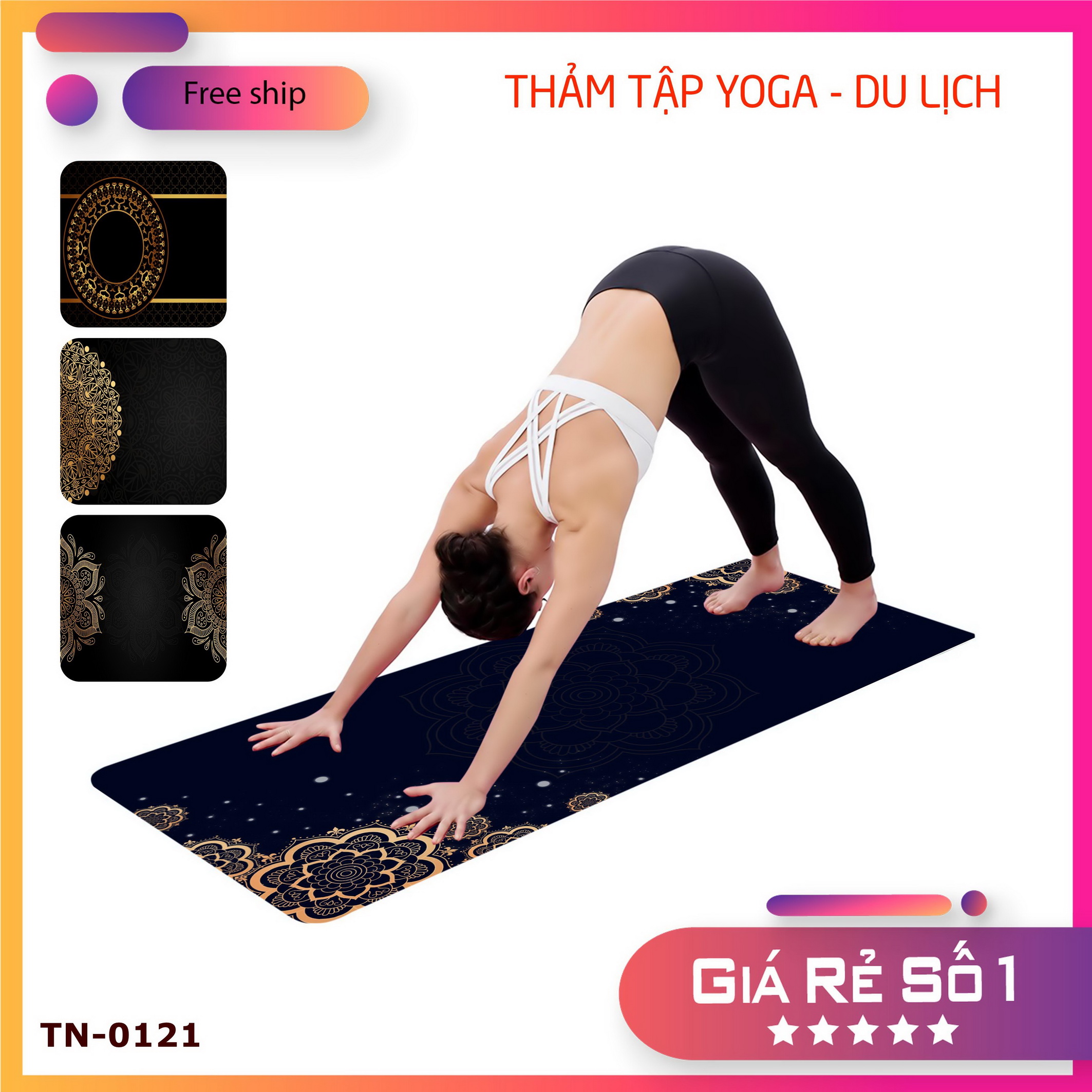 Thảm Yoga Nỉ Đế Cao Su Chống Trơn Trượt Độ Dày 4.5mm Khích Thước 80x180cm Có Nhiều Mẫu