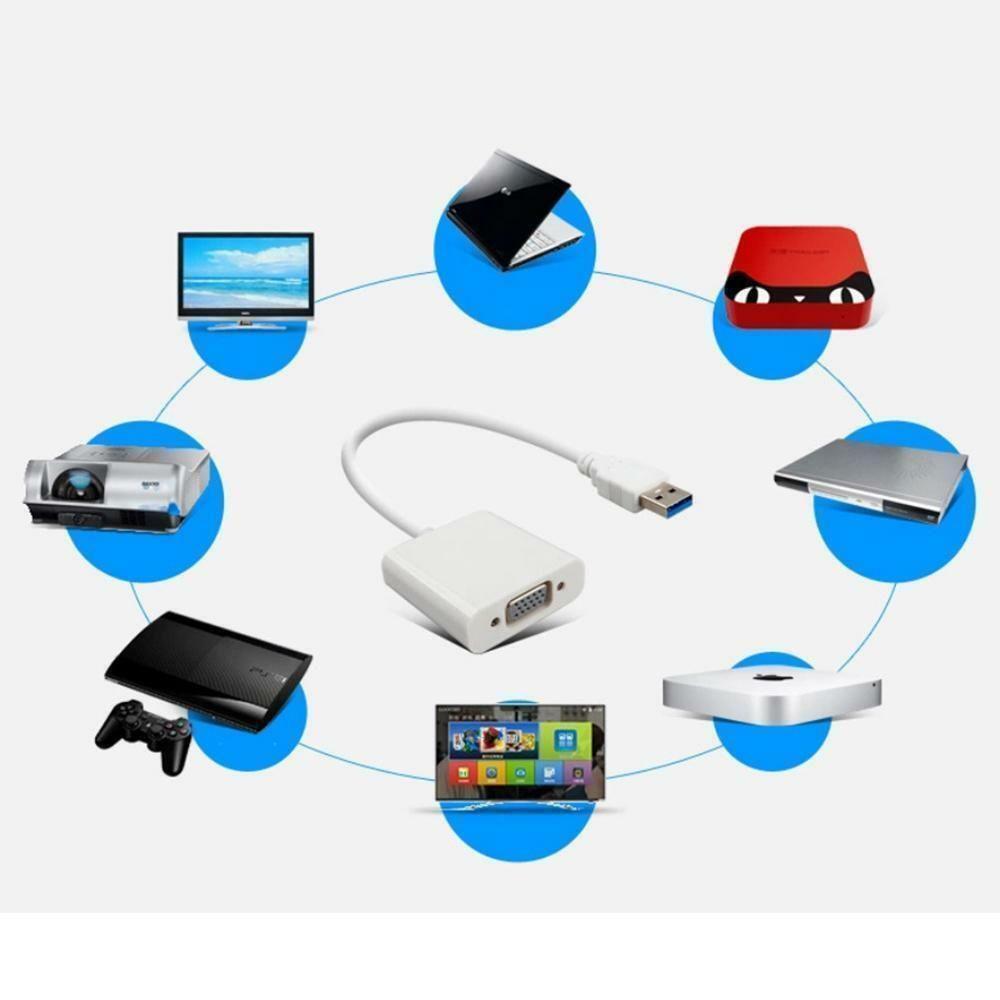 Cáp Chuyển Đổi USB 3.0 Sang VGA 1080P Cho Máy Tính Windows 7 8 10 Nhiều Màu Sắc