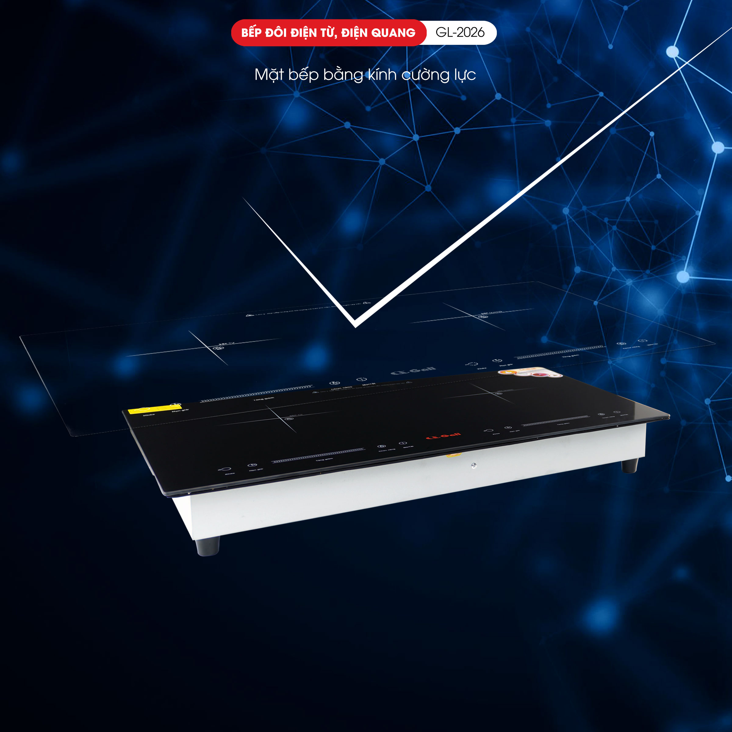 Bếp điện từ, điện quang, hồng ngoại đặt âm Gali GL-2025, 2in1, 3600w hàng chính hãng nhập khẩu Gali bảo hành 24 tháng