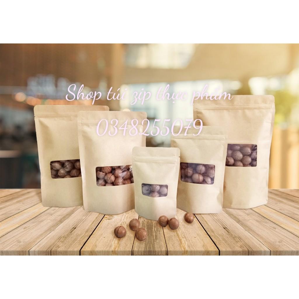 1KG Túi Giấy Cửa Sổ - Túi zip giấy kraft (craft) đáy đứng - Túi Giấy Zip đựng thực phẩm khô - size