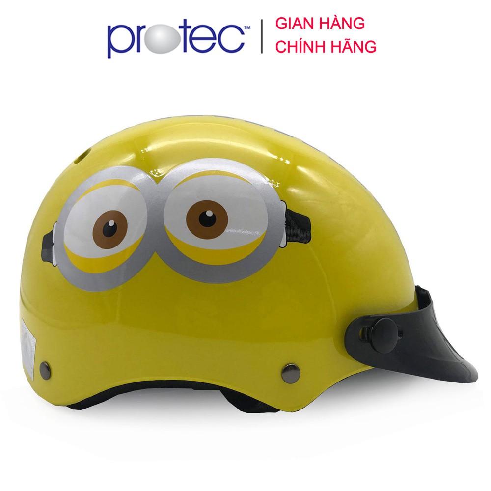 Mũ Bảo Hiểm Trẻ Em 12 Đầu Không Kính Protec KITTY Họa Tiết Minion Sinh Động, Dễ Thương - M