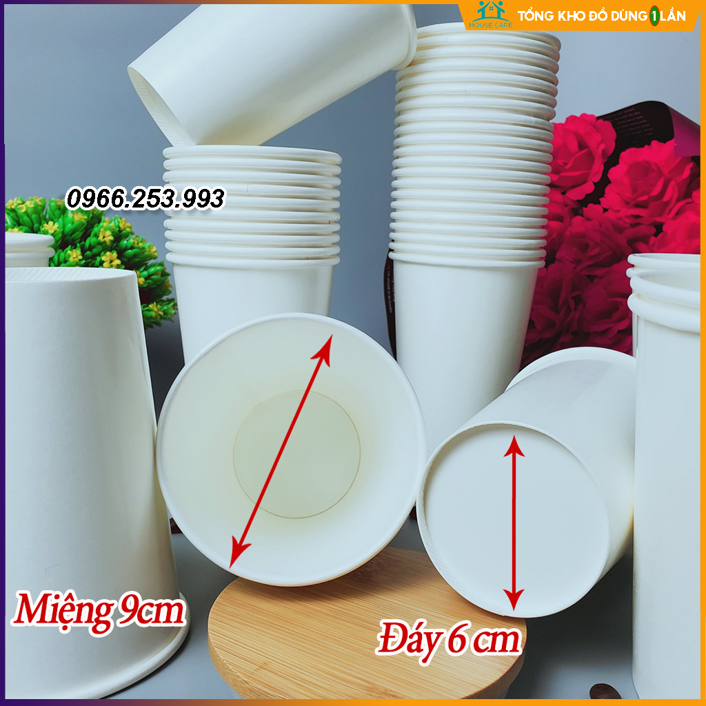 50 cốc giấy 480ml - 16OZ cốc giấy trơn cứng cáp dùng 1 lần, hàng cao cấp xuất khẩu Hàn Quốc