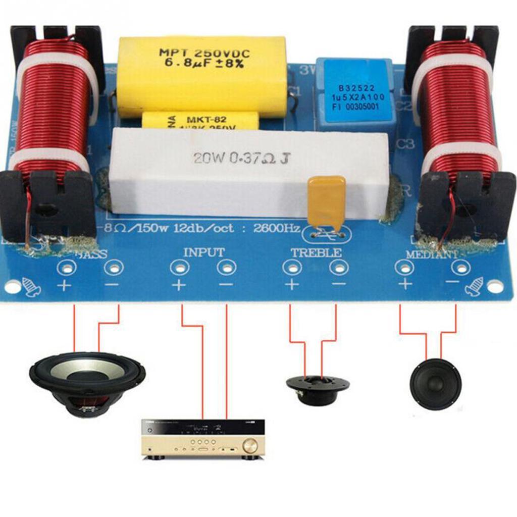 120W 3-Way 3-Unit Audio Speaker Crossover Frequency Divider Stage For 8inch