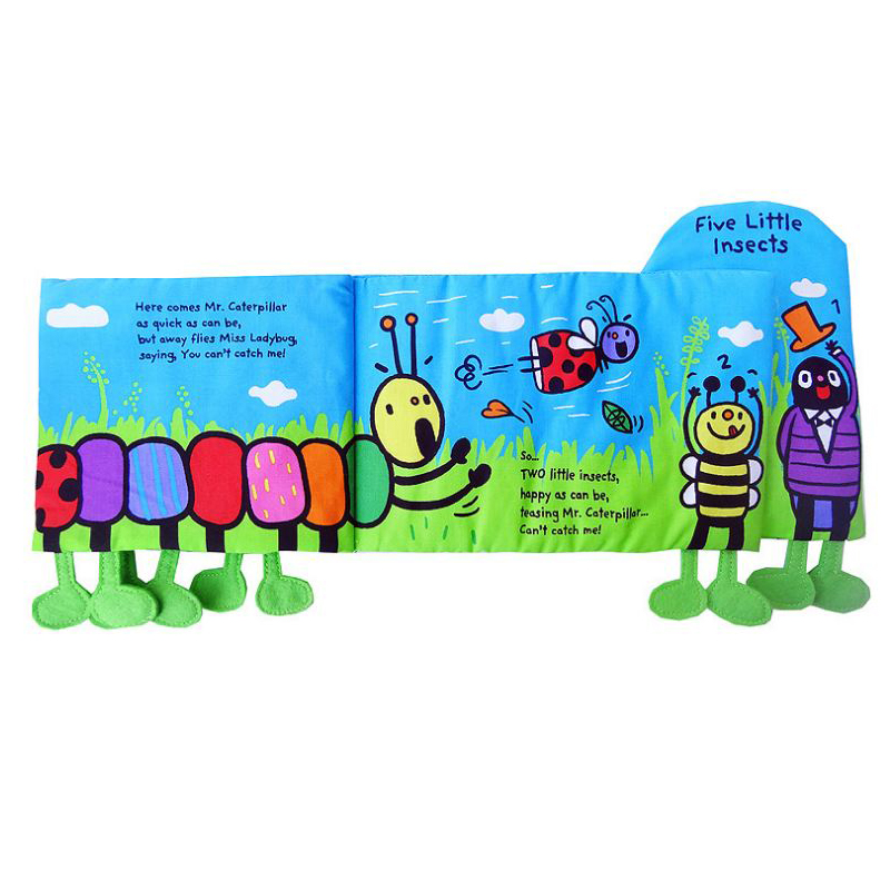 Đồ chơi - Cuốn sách vải sơ sinh 5 chú côn trùng