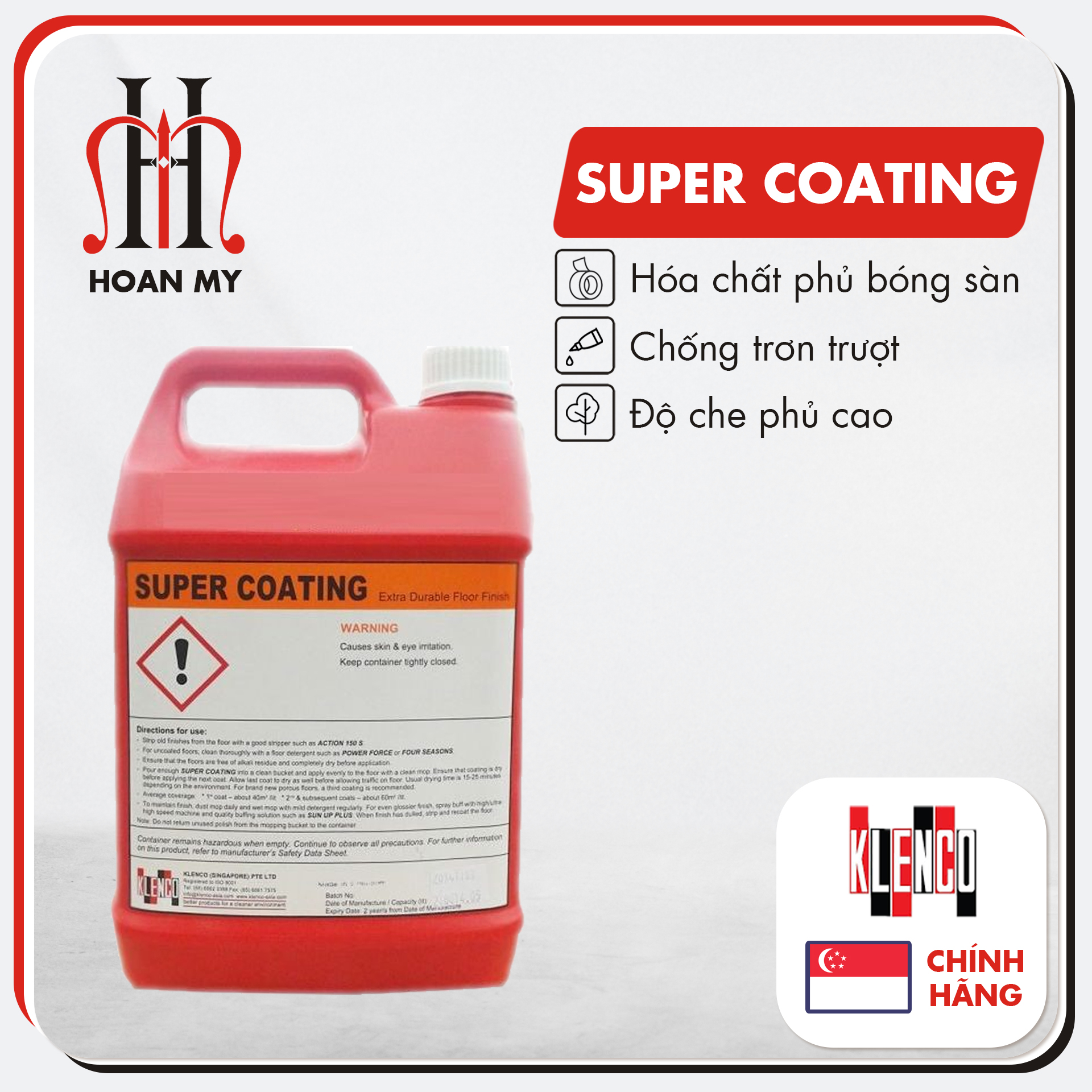 Hóa chất phủ bóng sàn đa năng Super Coating 5L chính hãng Klenco Singapore