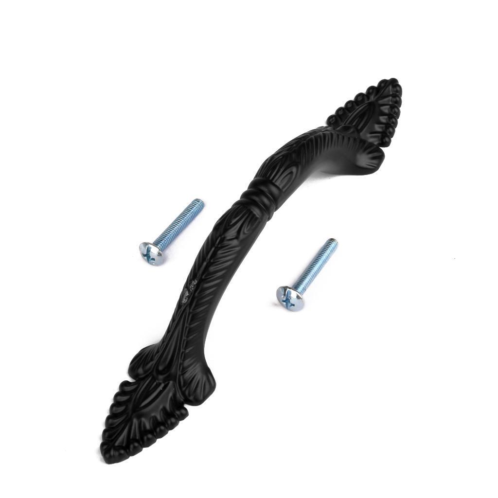 15.8 x 2.5cm Cabinet Door Drawer Bin Handle Pull Knob Hardware Black