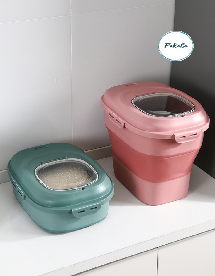 Thùng /Hộp Đựng Gạo 25kg Chống Côn Trùng Có Bánh Xe - Có Thể Xếp Gọn - Chọn Màu - Hàng Chính Hãng