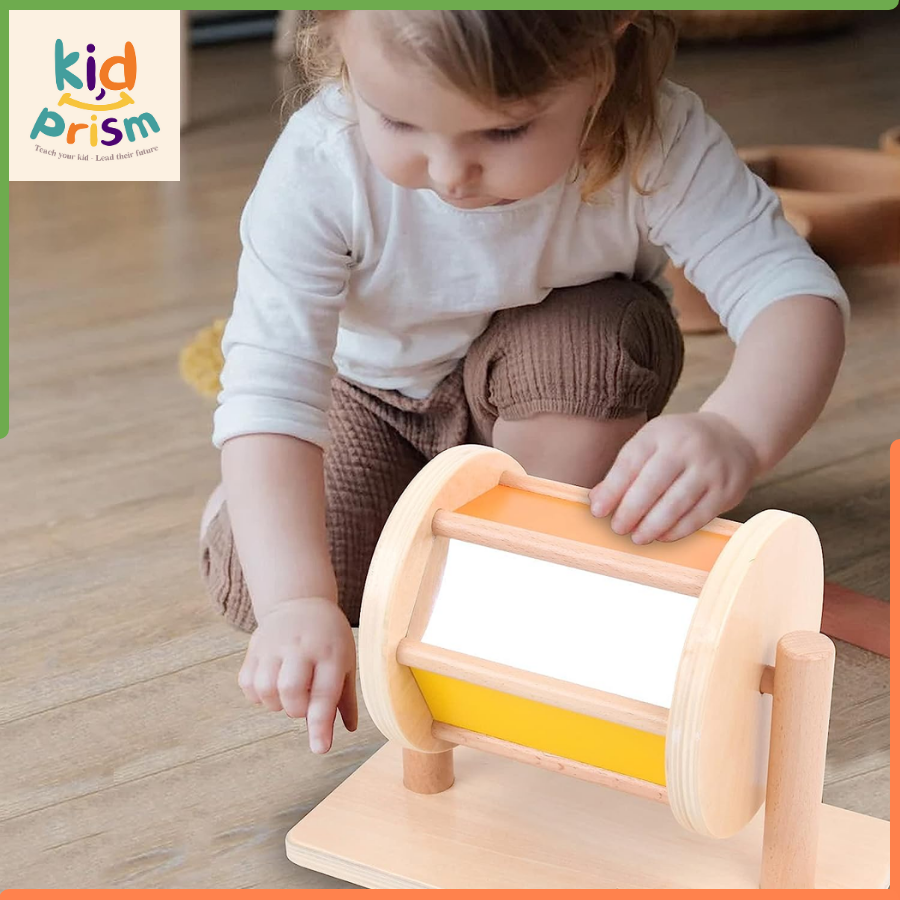 Trống xoay cầu vồng rèn luyện vận động thô cho bé từ 6 -9 tháng - Có gương