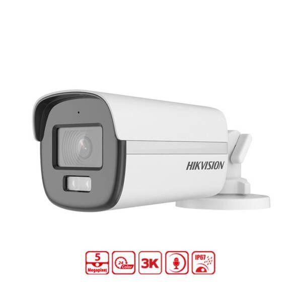 Camera HDTVI có màu ban đêm 5MP HIKVISION DS-2CE12KF0T-FS, Có màu đêm 3K 5MP, Đèn 40M, Tích hợp Mic chống nhiễu - Hàng chính hãng