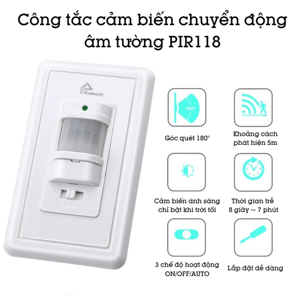 Công tắc cảm biến cầu thang âm tường Homematic PIR118