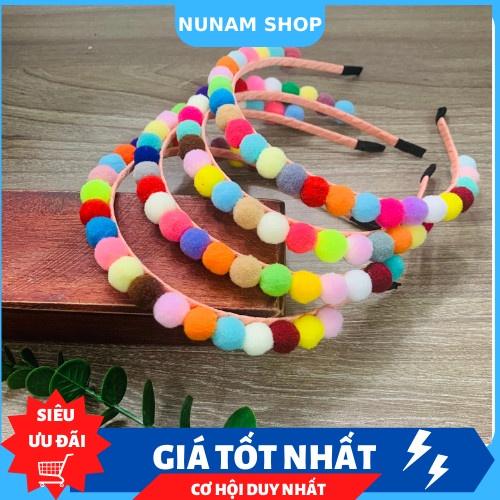 Bờm cài tóc phối cục bông sắc màu ngộ ngĩnh cute siêu hot Nunam shop