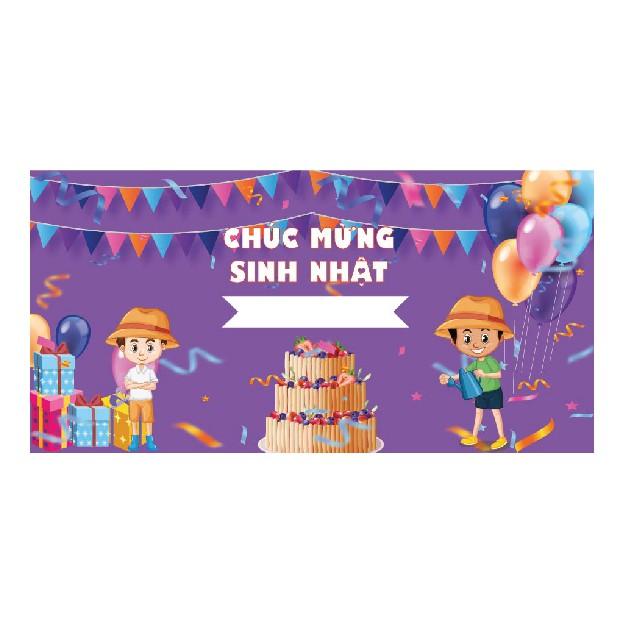 In băng rôn Happy Birthday, sinh nhật, banner sinh nhật cho bé