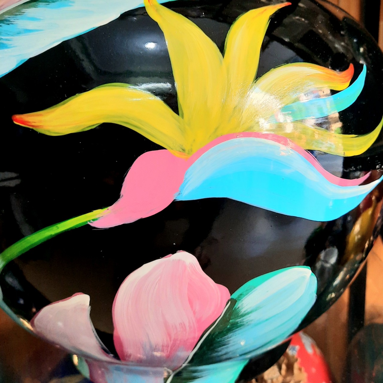 Bình cắm hoa, bình trang trí sơn mài vẽ tay 3D gốm sứ Bát Tràng cao cấp