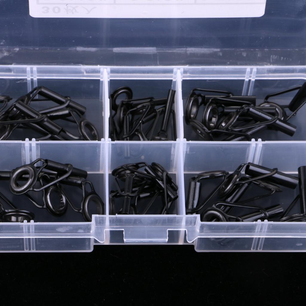 30Pcs/box Fishing Rod Guides Replacement Tip Ring Ceramic Guide .2-4mm