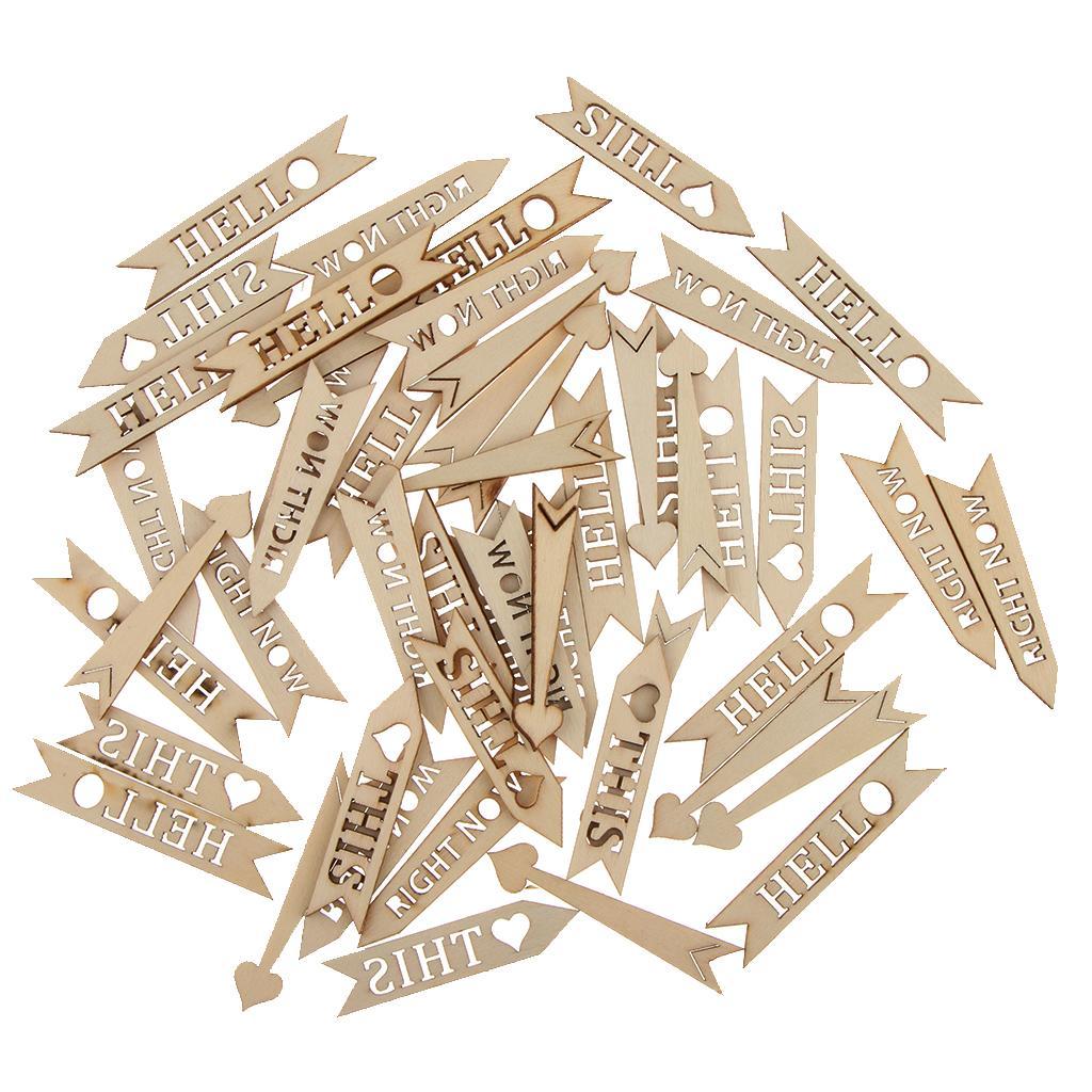 50 Pieces Assorted Wooden Arrow Sign Shapes Cutouts Craft Embellishment Gift Tag Wood Ornament for Wedding Christmas Home DIY