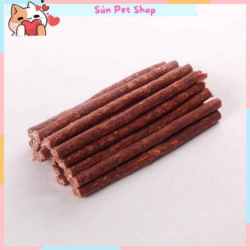 Đồ ăn vặt xương gặm sạch răng cho chó - Xương que tròn nhiều màu 12cm