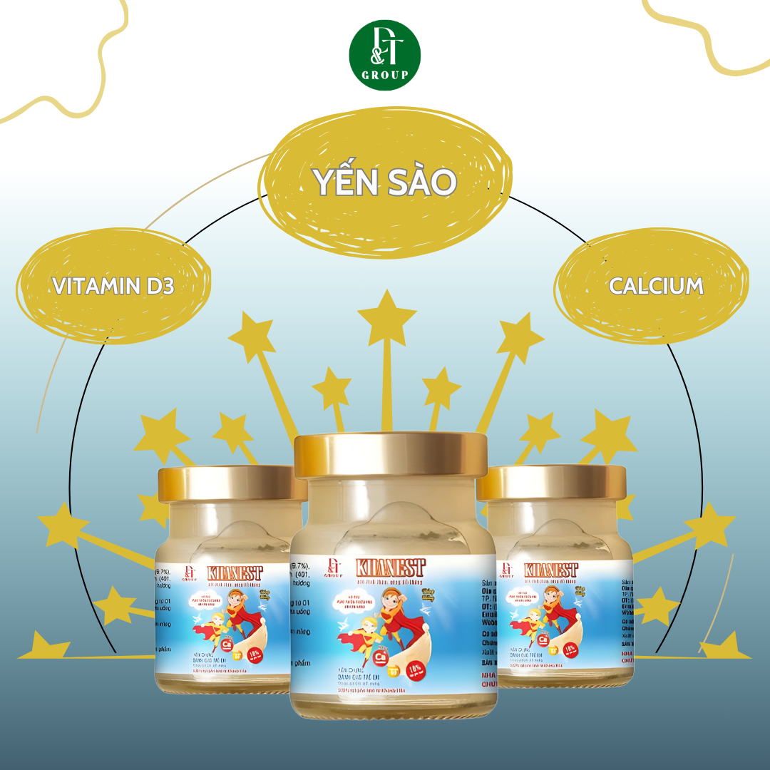 KHANEST - Yến chưng dành cho trẻ em Calcium - Vitamin D3 70ml (túi xách 6 hũ)