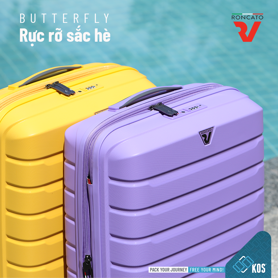 Vali kéo du lịch ký gửi RONCATO BUTTERFLY YOUNG size 26 inch - Thương hiệu Ý, Bảo hành 5 năm quốc tế