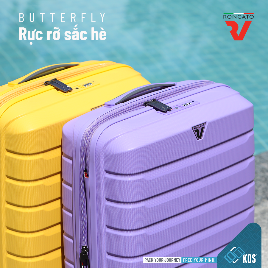 Vali kéo du lịch xách tay Roncato Butterfly Young - Màu sắc thời trang - Thương hiệu Ý - Size 20 inch