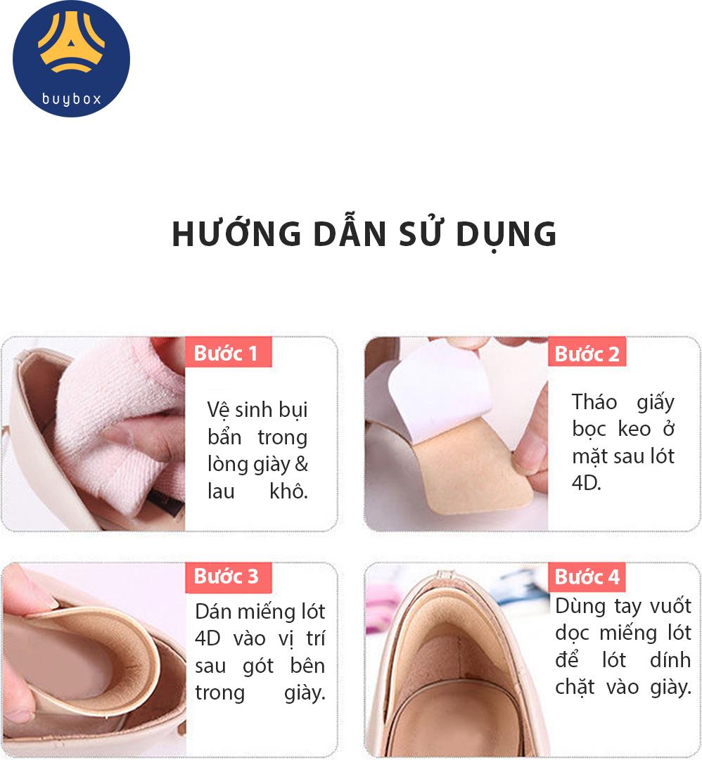 Bộ 2 cặp lót giày 4D bảo vệ gót chân và chống tuột gót giày (loại vuông) - buybox - BBPK53