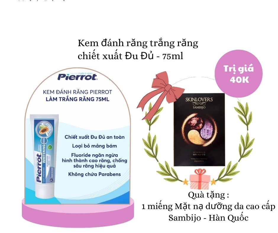 [Tặng 1 mặt nạ] Kem đánh răng làm trắng răng Pierrot 75ml