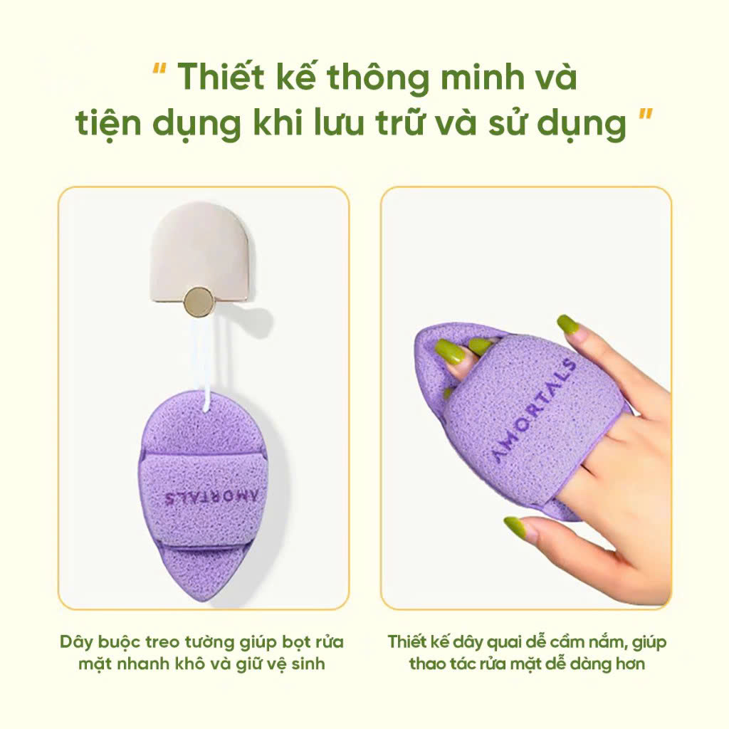 COMBO 3 Hộp Bông Mút Rửa Mặt Amortals, Mút Rửa Mặt Bọt Biển, Làm Sạch Mặt, Bông Mút Hình Giọt Nước - HÀNG CHÍNH HÃNG MINIIN