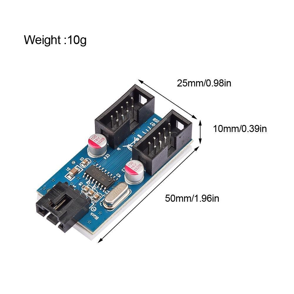 Bo mạch mở rộng PCBFUN chuyển đổi bo mạch chủ 1 sang 2 cổng Usb 2.0 9 pin sang hai cổng 9 chân