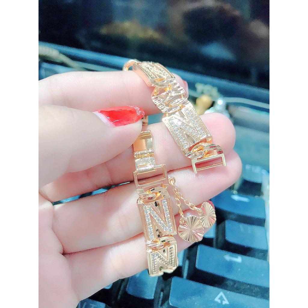 Lắc Tay Nam Chi Tiết Chữ N Đính Đá