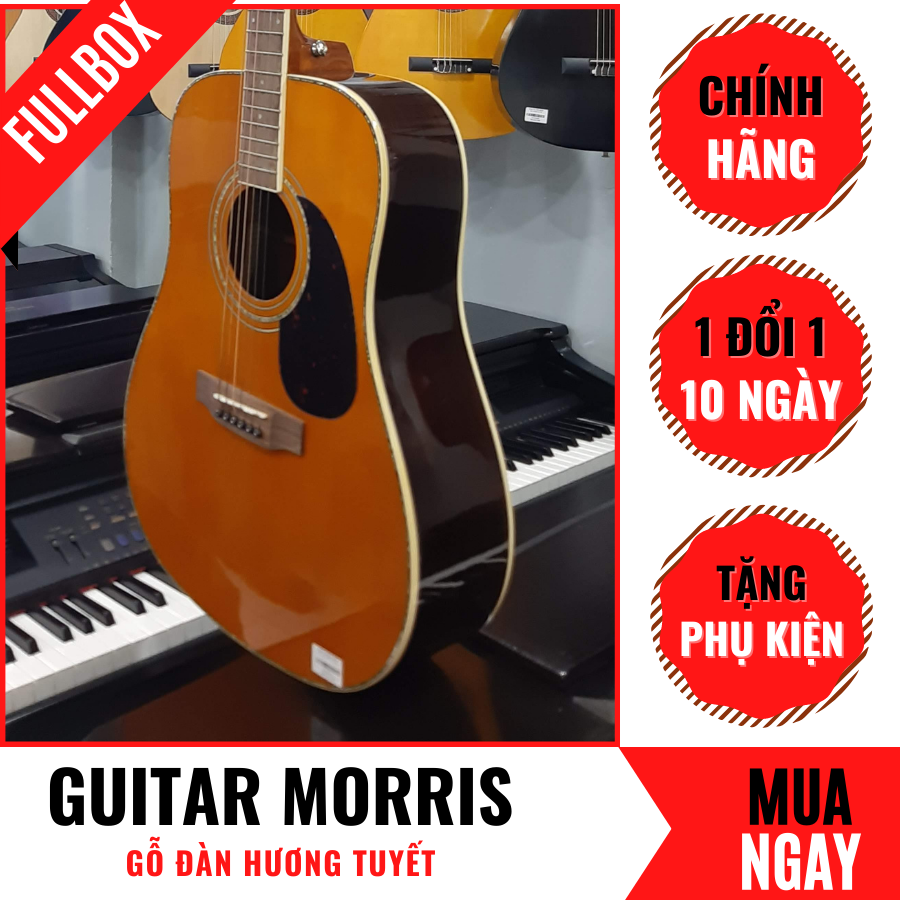 Đàn Guitar Acoustic Morris Bằng Gỗ Đàn Hương Cao Cấp + Phụ Kiện (Size 4/4)