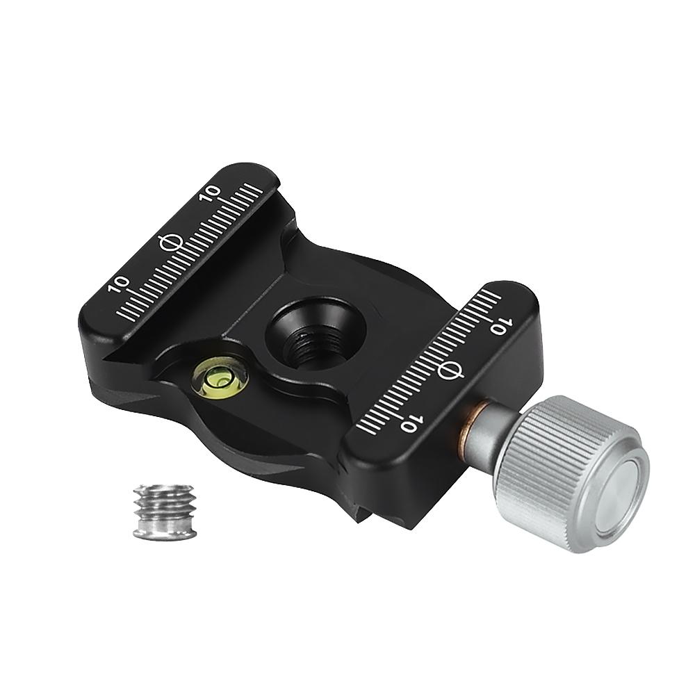 Aluminium Alloy Quick Release Clamp with 1/4 & 3/8 Inch Screw Mount Bubble Level for Ballhead Tripods Camera Accessories