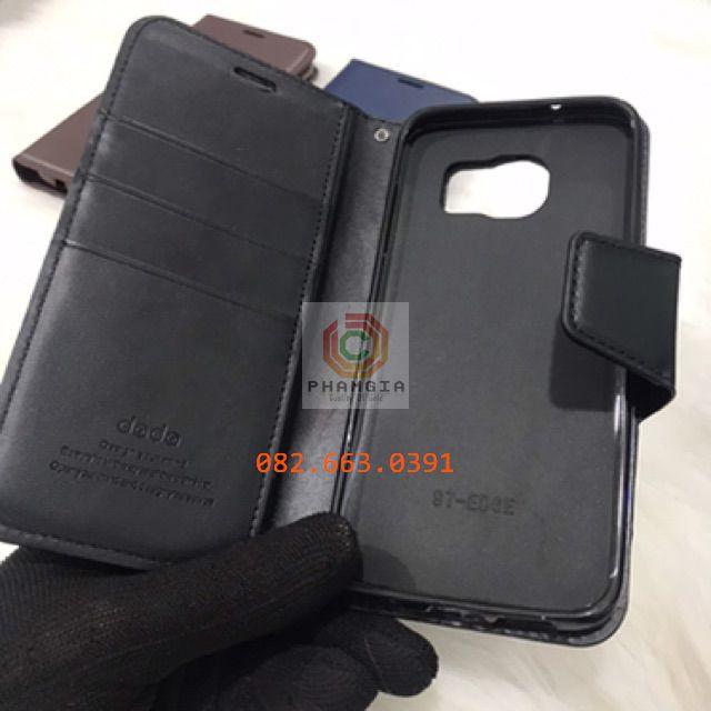 Bao da dành cho Samsung S7/S7 edge/S9/S9 Plus/Note 5 da cao cấp, có ngăn thẻ, nắp gập chống đỡ xem phim