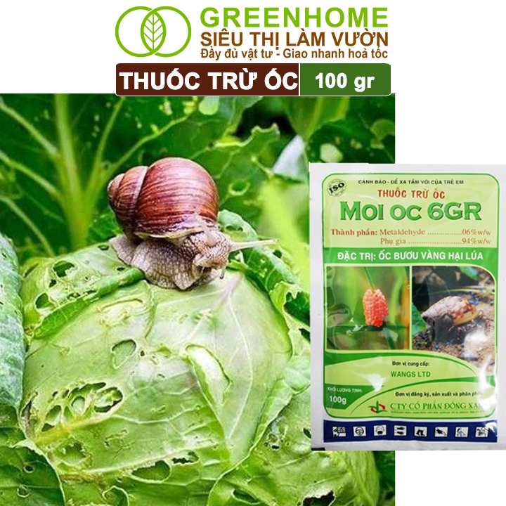 Thuốc Diệt Ốc Greenhome, Moioc, Bao 100gr, Trừ Sên, Các Loại Ốc, Diệt Côn Trùng Thân Mềm, Bảo Vệ Rau, Cây Trồng