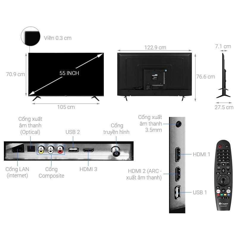 Smart Tivi Casper 4K 55inch UHD 55UW6000 - Hàng chính hãng