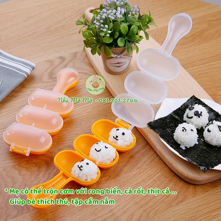 Khuôn lắc cơm bento tạo hình tròn 3 viên kèm thìa - Nhà Mỡ Mỡ