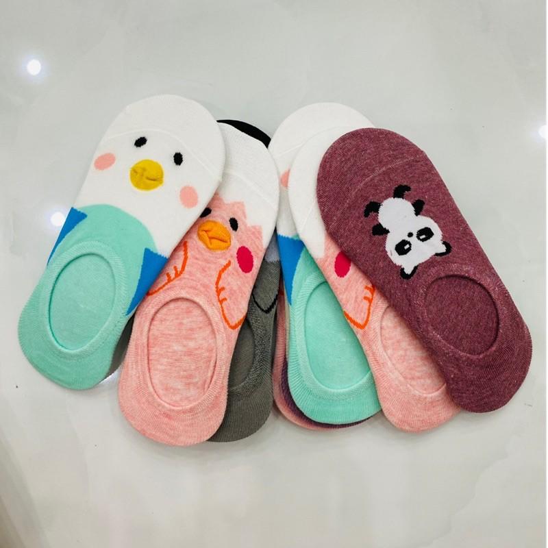 1 Đôi Vớ Lười Nữ Cổ Ngắn Cotton Cao Cấp Thoáng Mát Êm Chân Hoạ Tiết Đáng Yêu