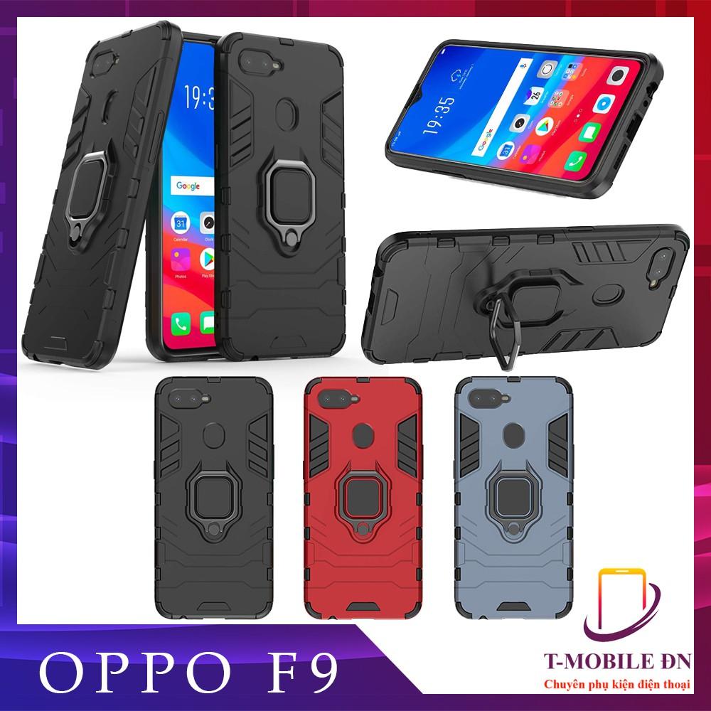 Ốp lưng cho Oppo F9 iron man chống sốc kèm nhẫn xoay chống xem video bảo vệ camera