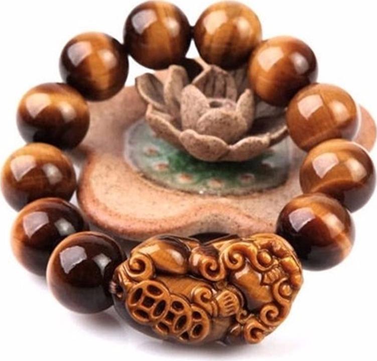 Vòng Tay Chuỗi Hạt Tỳ Hưu Opal Mắt Hổ Vàng Tự Nhiên 12MM