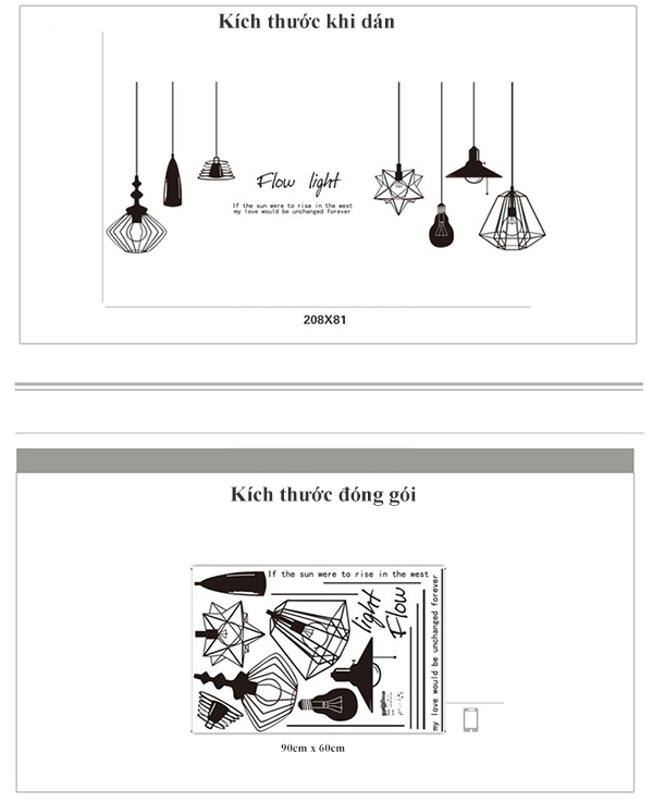 Decal dán tường Chùm đèn Flow light và đàn mèo - HP340