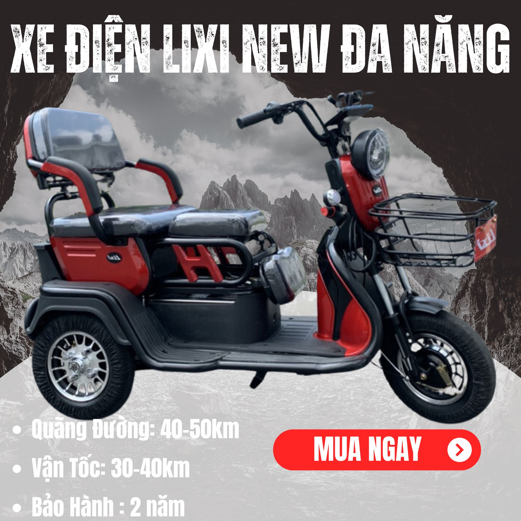 XE 3 BÁNH ĐIỆN LIXI ĐA NĂNG NEW