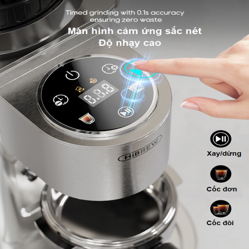 Máy xay hạt cà phê Espresso chuyên nghiệp thương hiệu HiBREW G7 tích hợp 48 chế độ xay - Hàng Chính Hãng