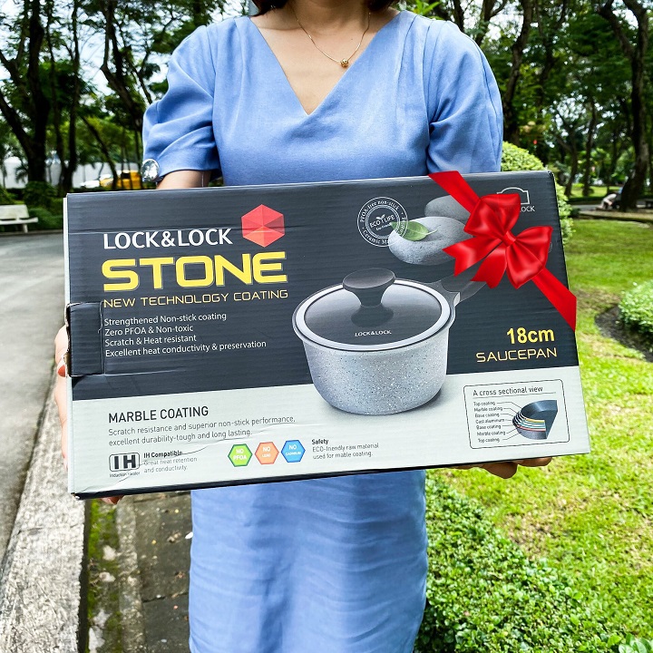 Quánh Đá Stone 7 lớp 18cm Lock and Lock Có Nắp Kính Cao Cấp