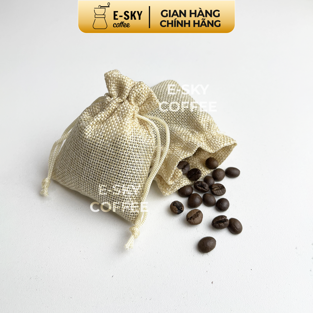 Túi Thơm Cà Phê E-Sky Coffee Khử Mùi Ô Tô, Tủ Lạnh, Tủ Quần Áo, Văn Phòng Vải Bố Lanh 20gr