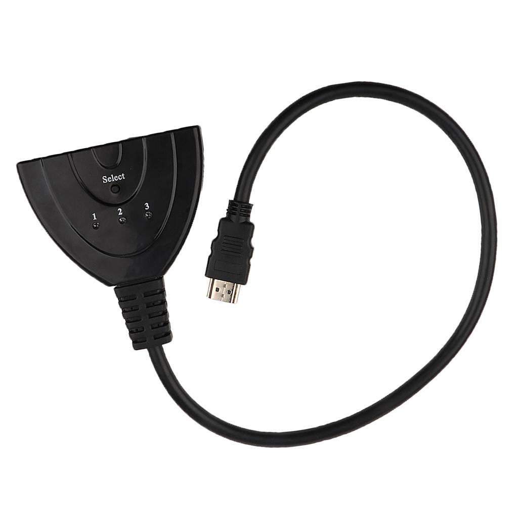 3 Port HDMI 1080P 3D Switcher Splitter Hub Box Pigtail Cable for HDTV