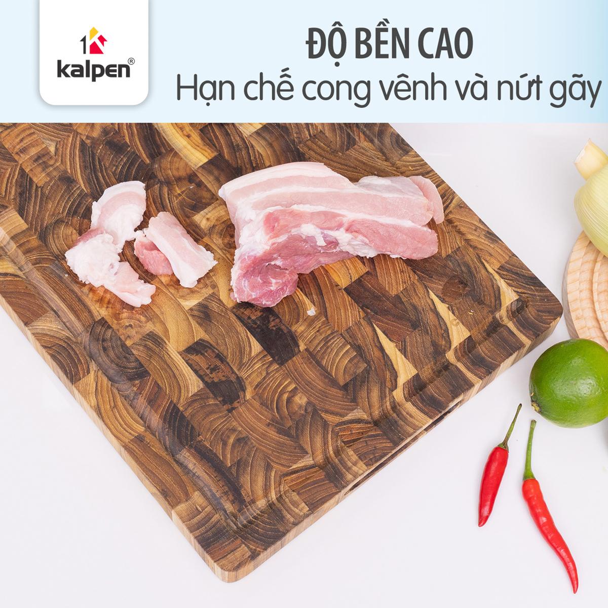 Thớt thái chữ nhật gỗ Teak tự nhiên KALPEN T6 20x30cm/ T7 25x35cm dầy 2.5cm hàng chính hãng