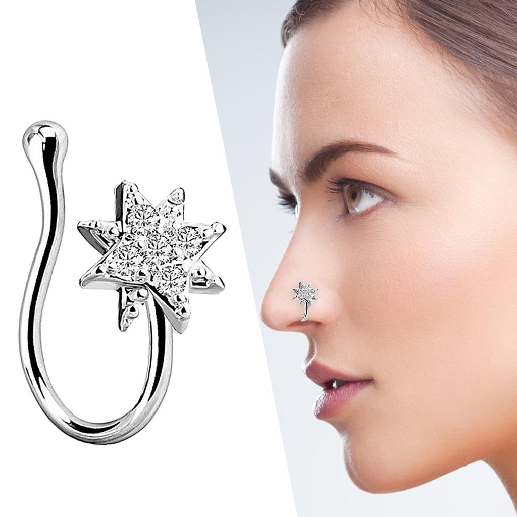 Fake Nose Rings 18G Faux Fake Lip Ear Nose Septum Rings silver